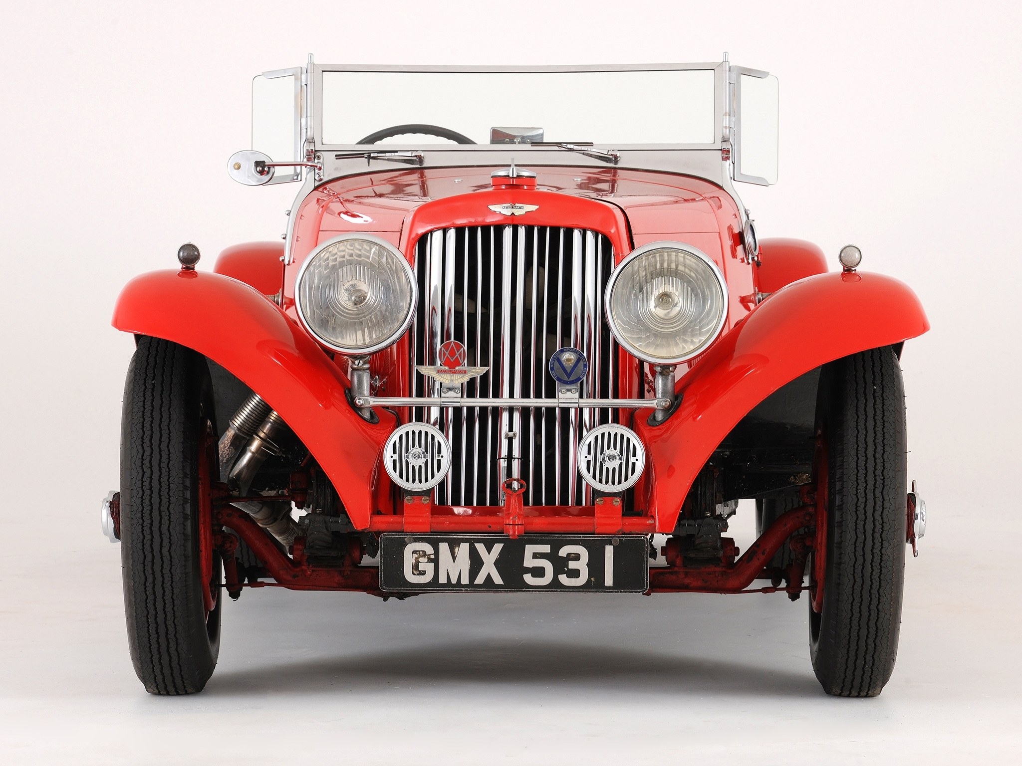 Red vintage car front view