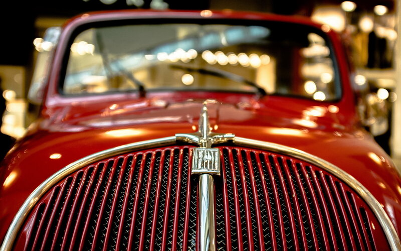 Red Vintage Car Grille — Dramatic