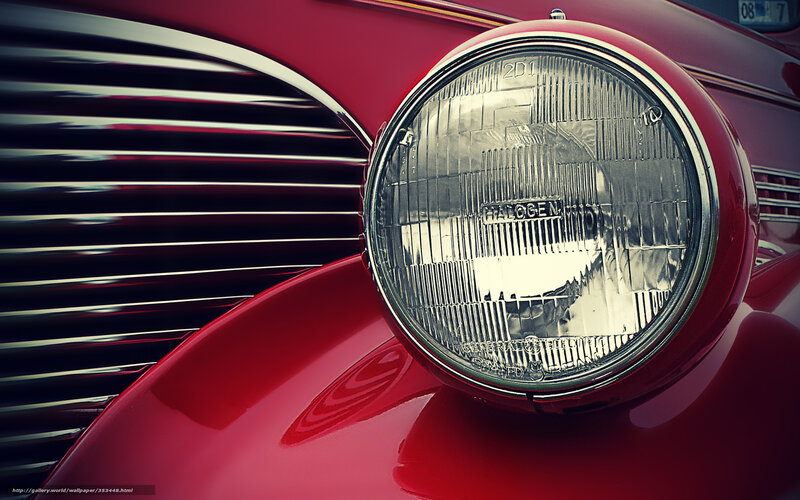 Red Vintage Car Headlight