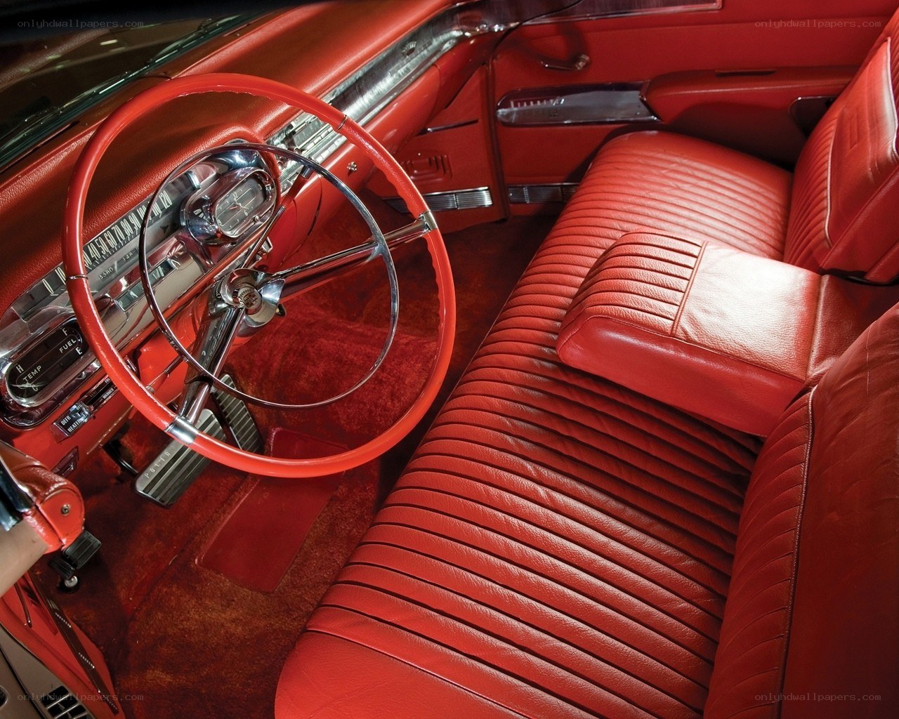 Red vintage car interior