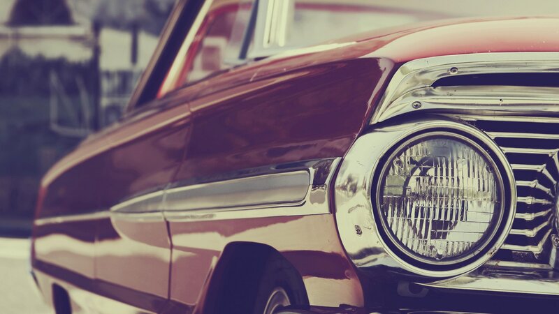 Red Vintage Car — Nostalgic, Photograph, Headlight