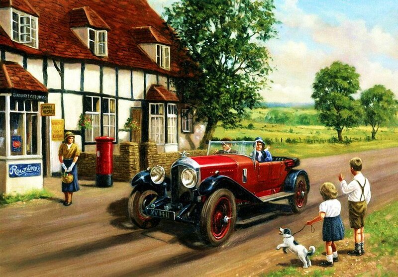 Red Vintage Car on Road — Peaceful