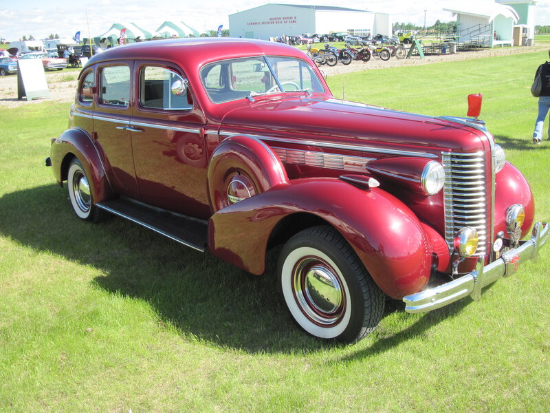 Red Vintage Car — Outdoor, Afternoon, Photograph, Grass Field
