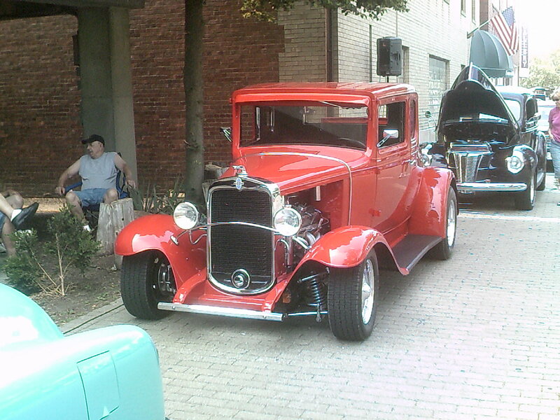 Red Vintage Car — Outdoor, Afternoon, Photograph, Man
