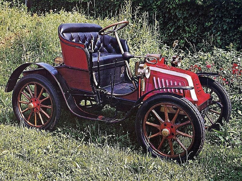 Red Vintage Car — Serene, Afternoon, Photograph, Grass, Flowers
