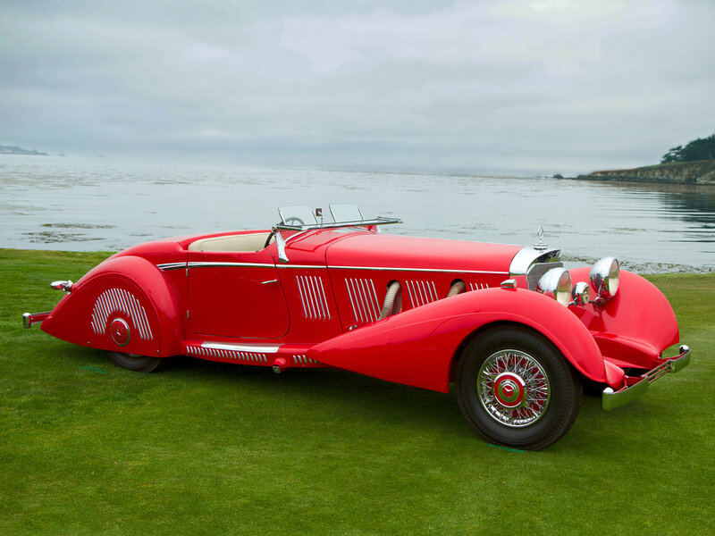 Red Vintage Car — Serene, Photograph, Grass
