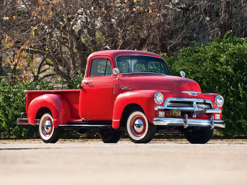 Red vintage Chevrolet pickup truck