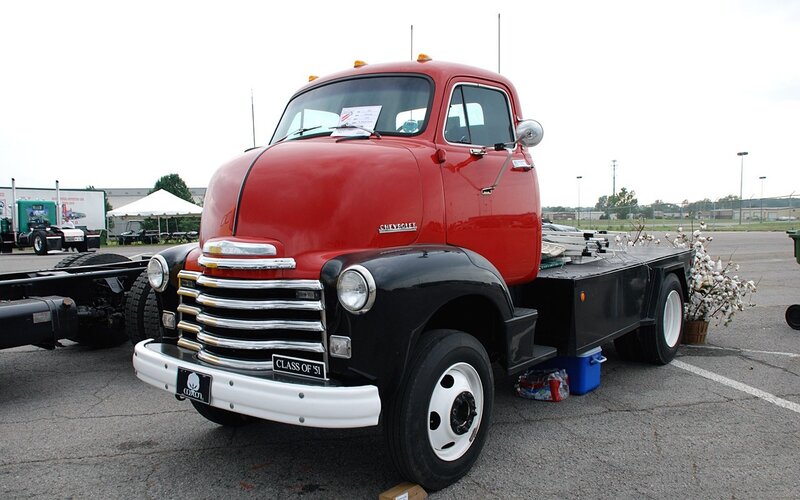 Red vintage Chevrolet truck
