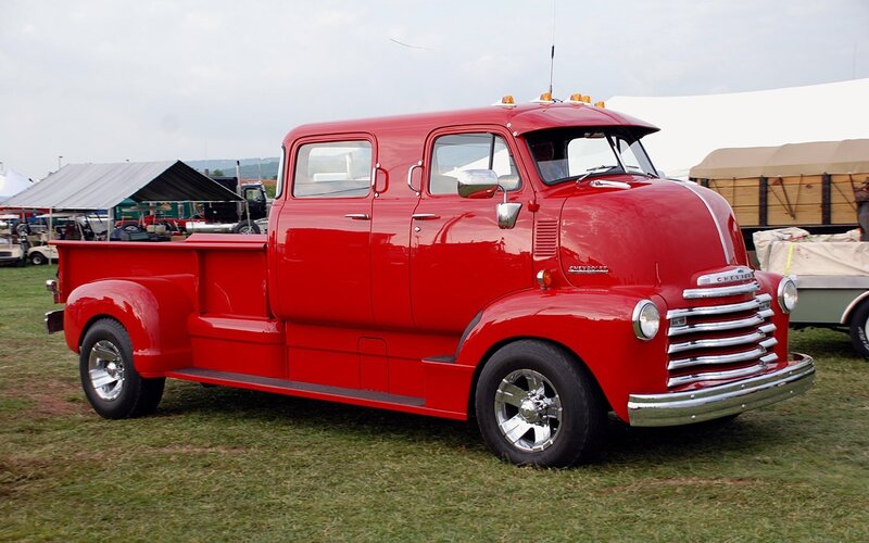 Red vintage Chevrolet truck