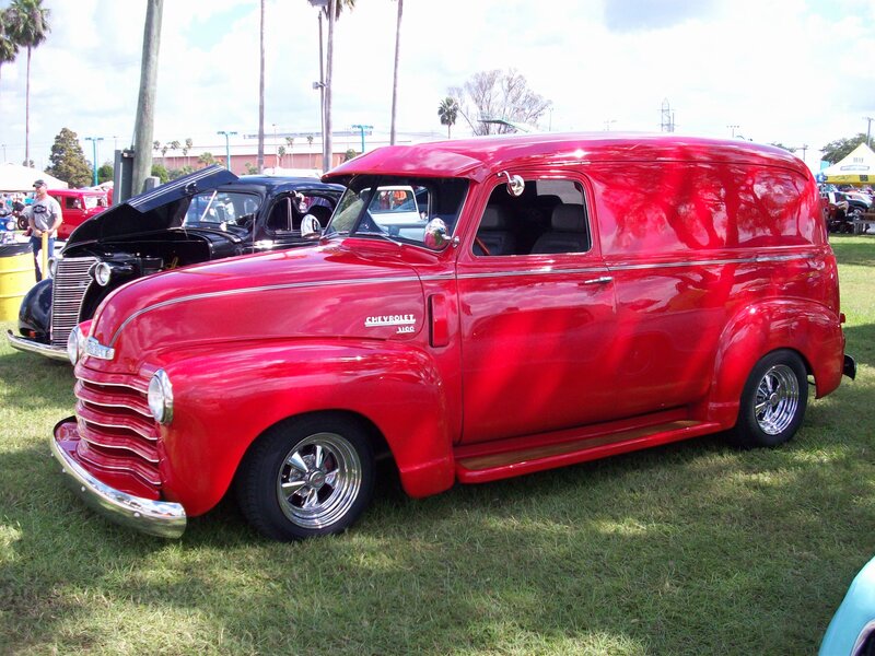 Red Vintage Chevrolet Van