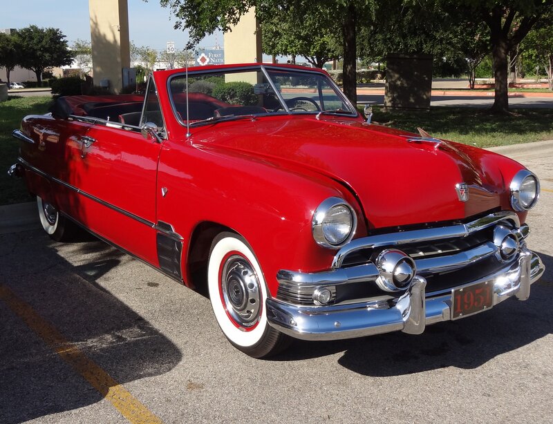 Red Vintage Convertible — Calm, Afternoon, Photograph, Car, Trees
