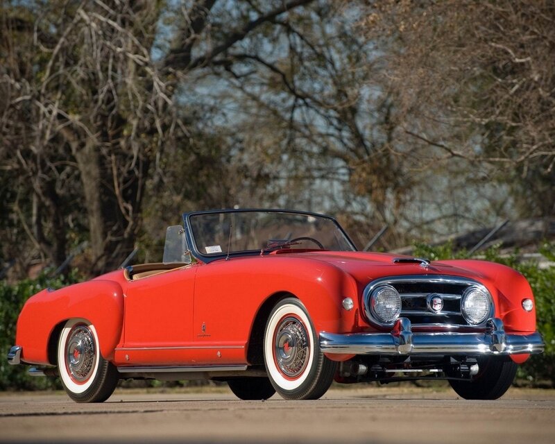 Red Vintage Convertible — Calm, Afternoon, Photograph, Trees