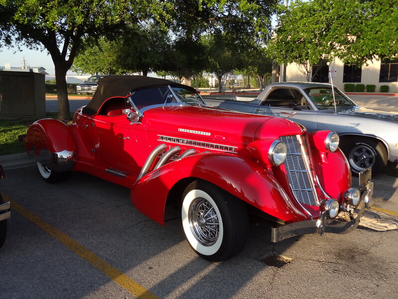 Red Vintage Convertible — Calm, Afternoon
