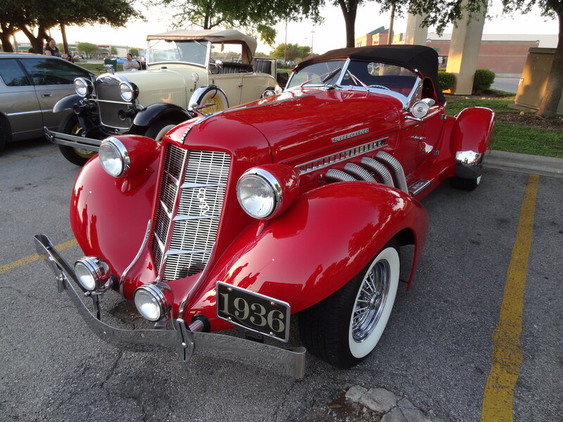 Red Vintage Convertible — Calm, Sunset