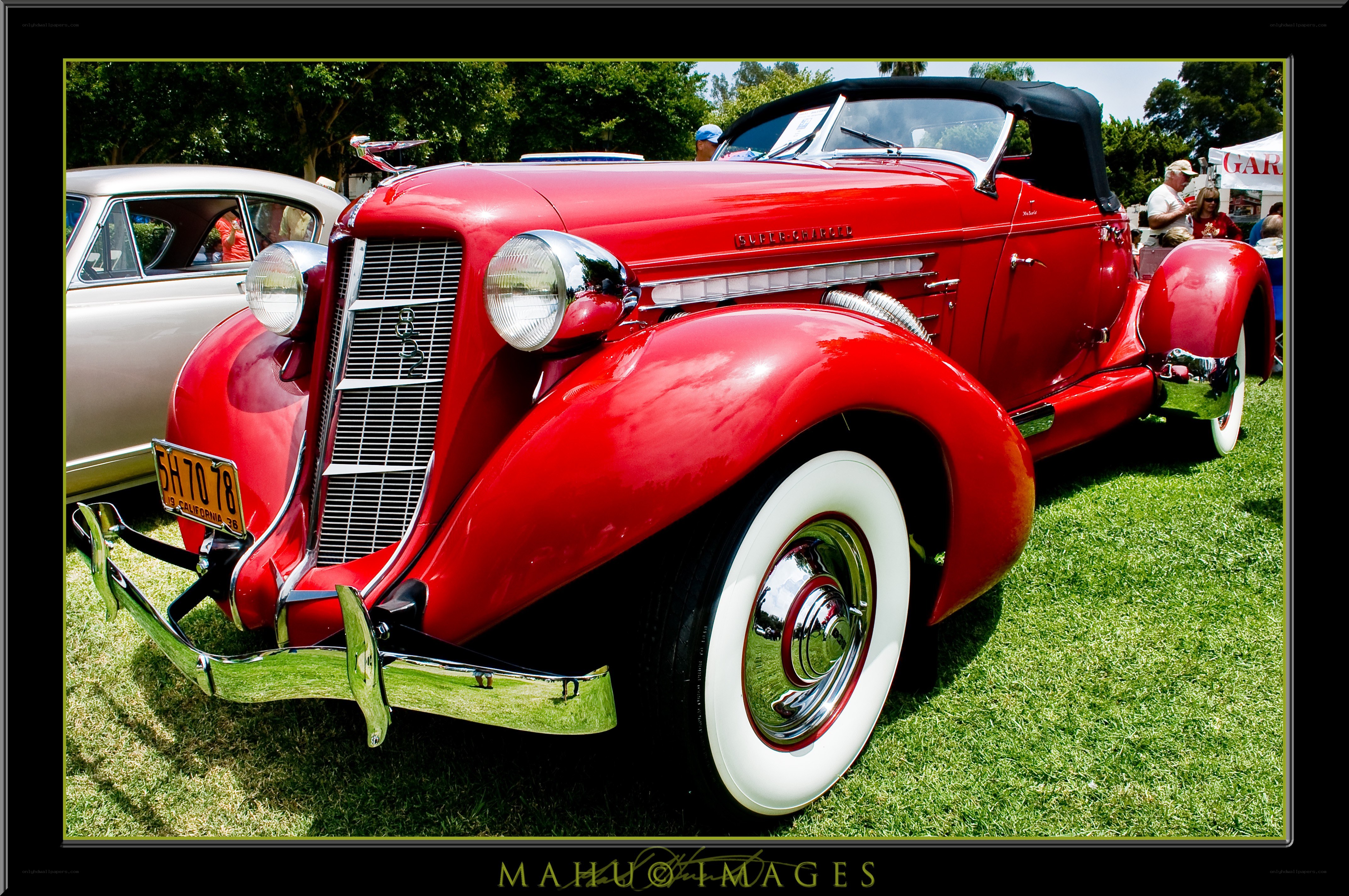 Red vintage convertible car