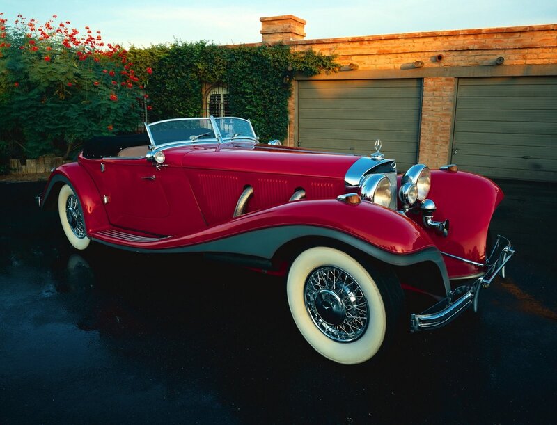 Red vintage convertible car