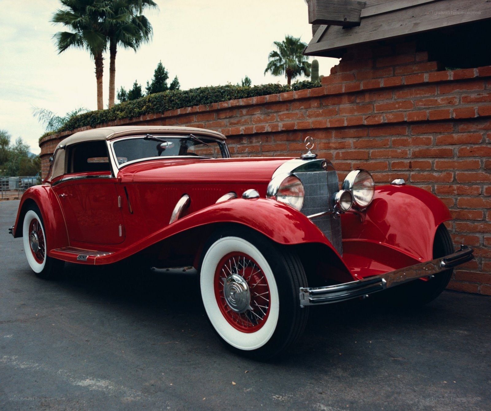 Red vintage convertible car