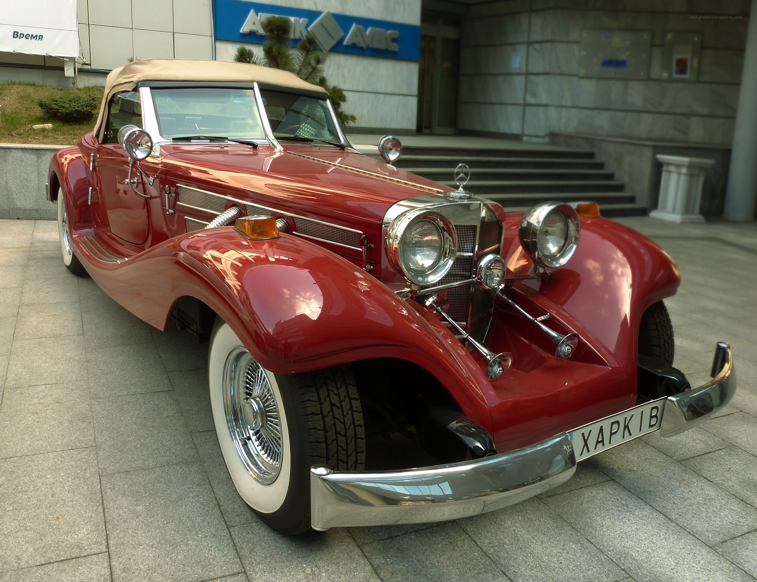 Red vintage convertible car