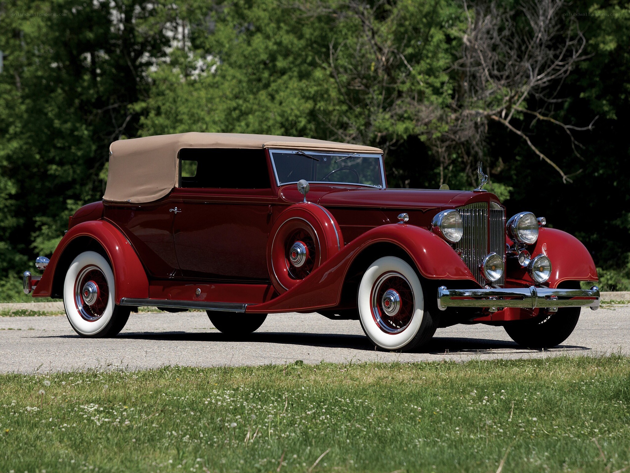 Red vintage convertible car