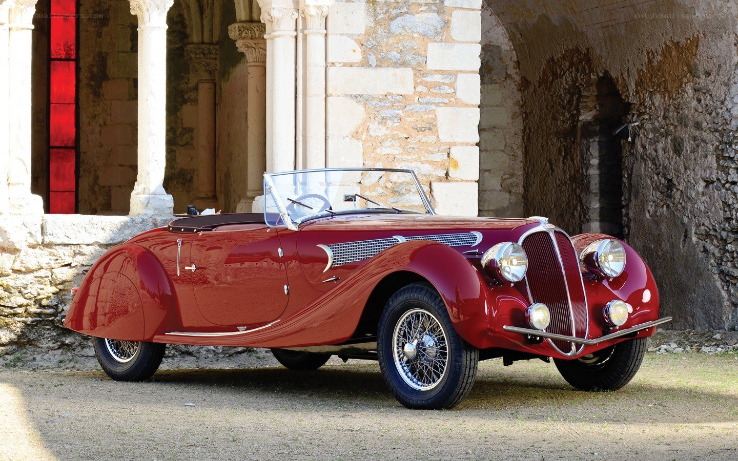 Red vintage convertible car
