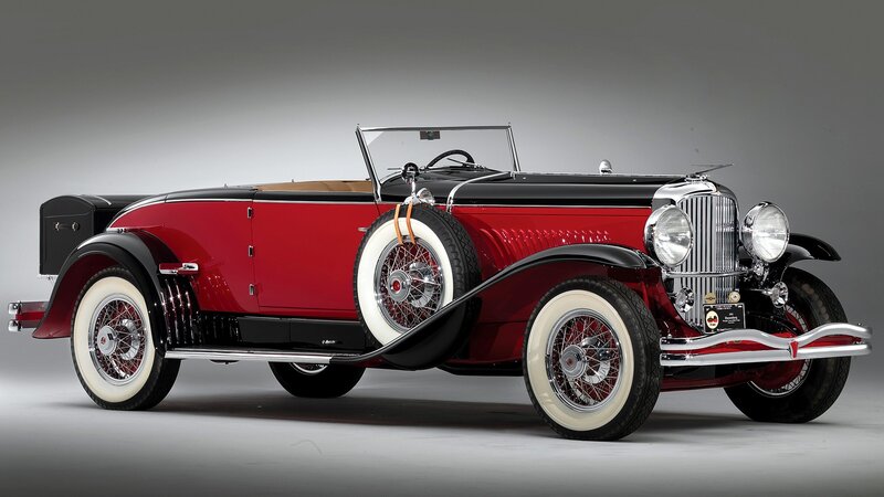 Red Vintage Convertible Car — Classic, Photograph, White-walled Tires
