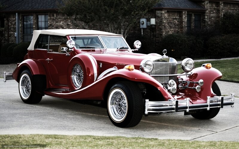 Red Vintage Convertible Car — Dramatic, Afternoon