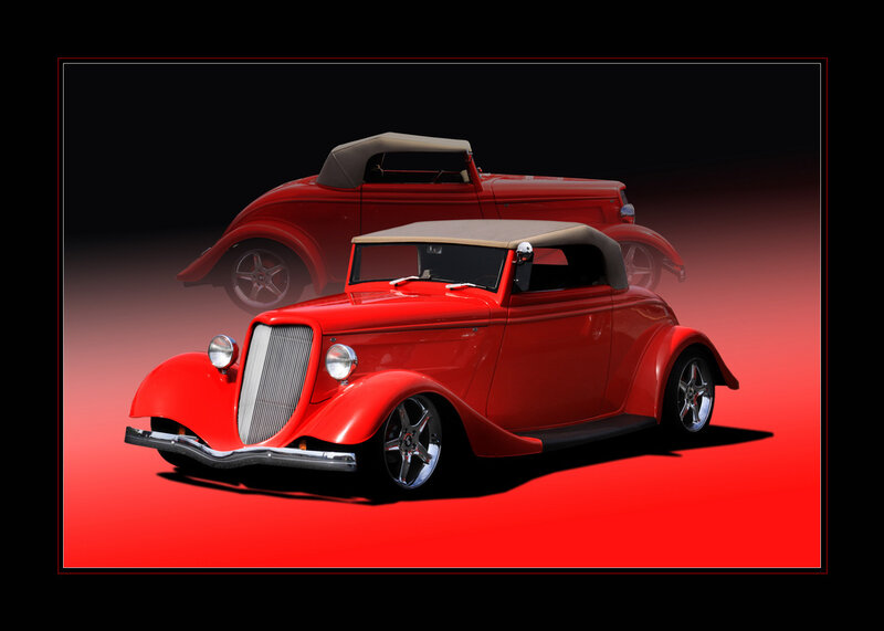 Red Vintage Convertible Car — Dramatic