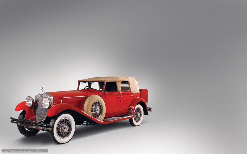 Red Vintage Convertible Car — Neutral, Photograph, Beige Soft Top