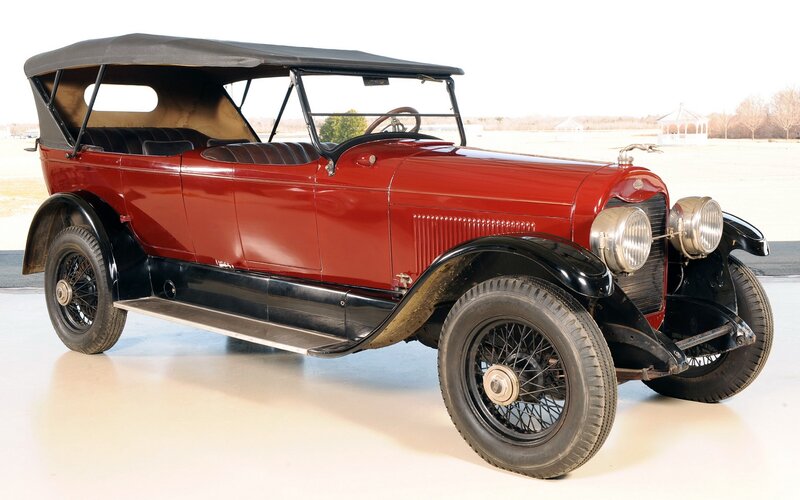 Red Vintage Convertible Car — Serene, Afternoon, Photograph, Black Soft Top