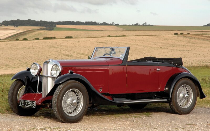 Red Vintage Convertible Car — Serene, Afternoon, Photograph, Field