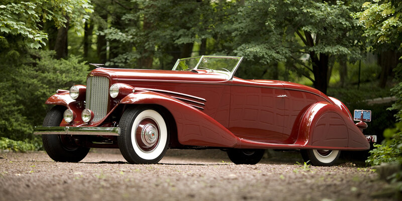 Red Vintage Convertible Car — Serene, Afternoon, Photograph