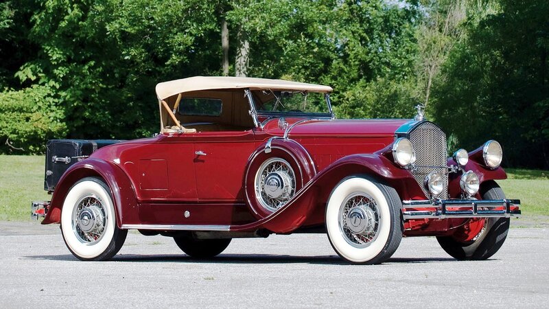 Red Vintage Convertible Car — Serene, Afternoon, Photograph, Trees