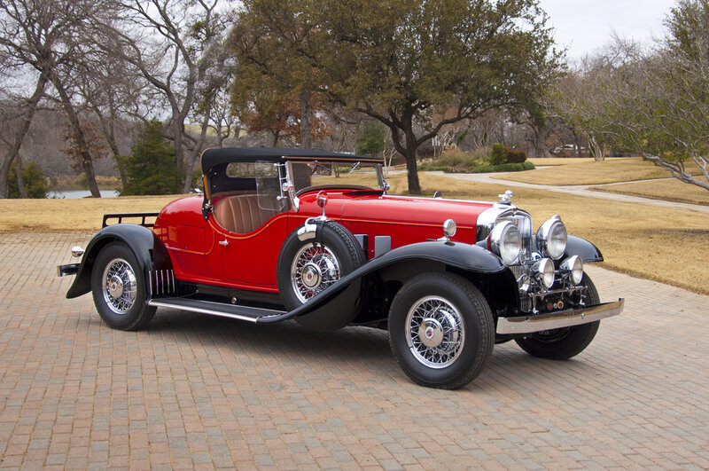 Red Vintage Convertible Car — Serene, Autumn, Photograph