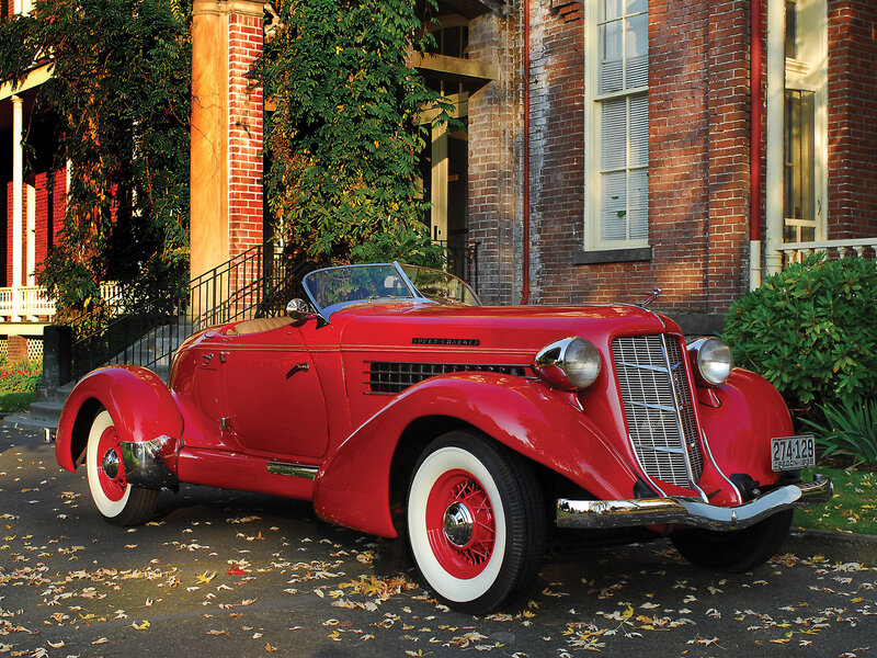Red Vintage Convertible Car — Serene, Autumn