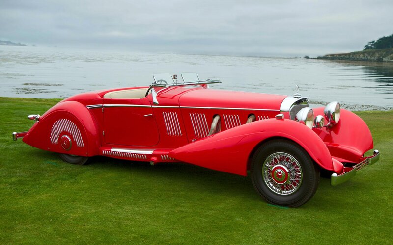 Red Vintage Convertible Car — Serene, Photograph