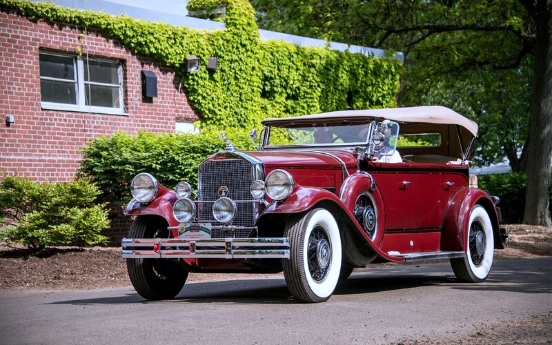 Red Vintage Convertible Car — Serene, Summer