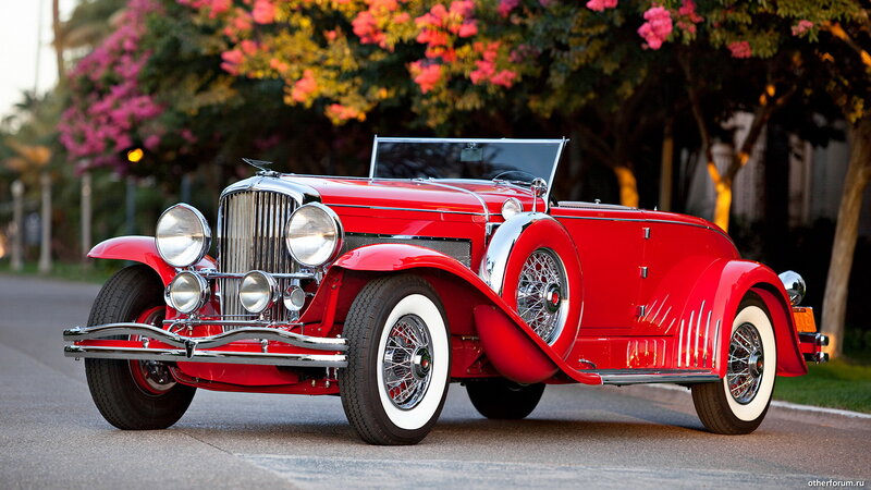 Red Vintage Convertible Car — Serene, Sunset