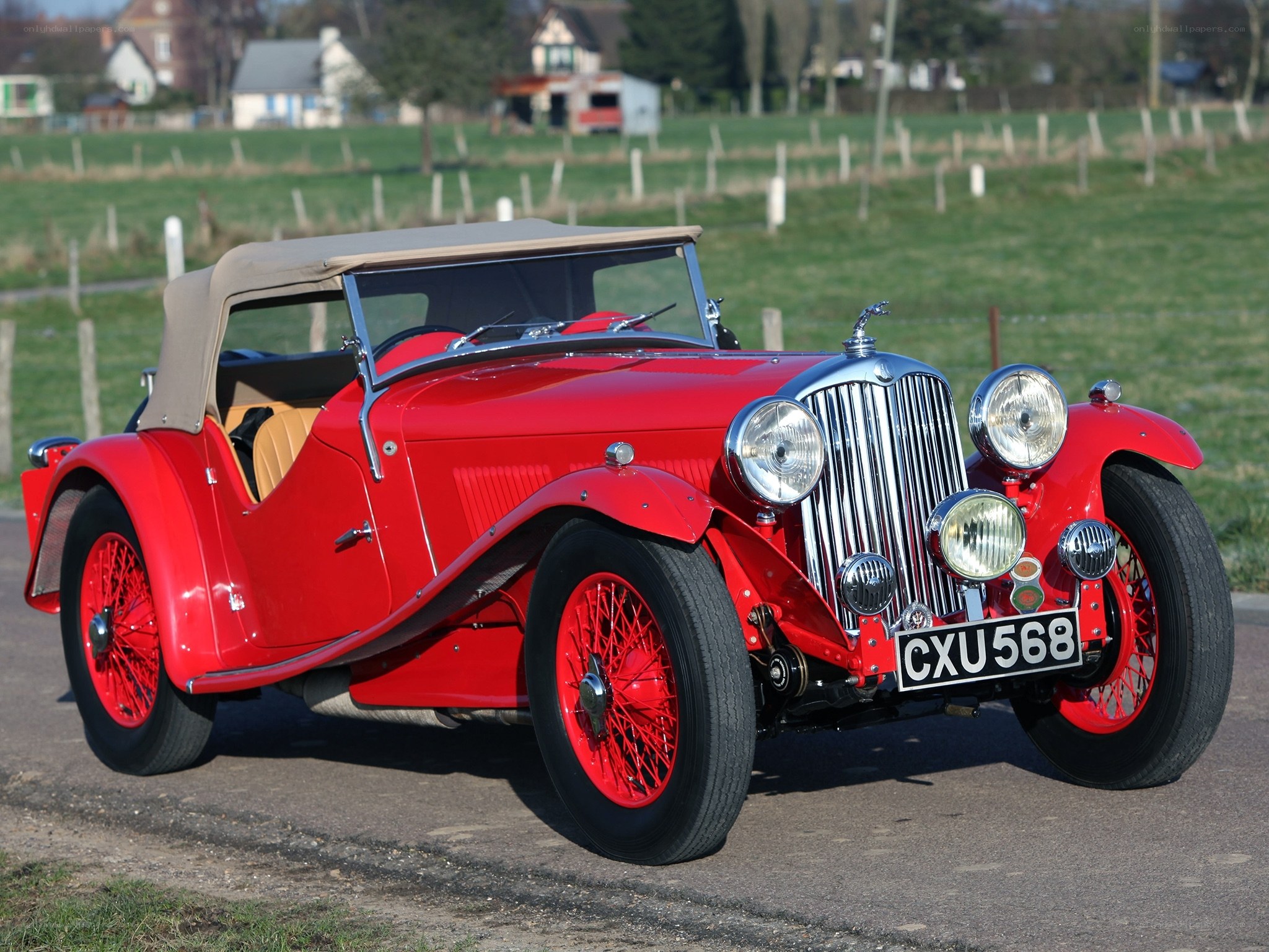 Red vintage convertible car