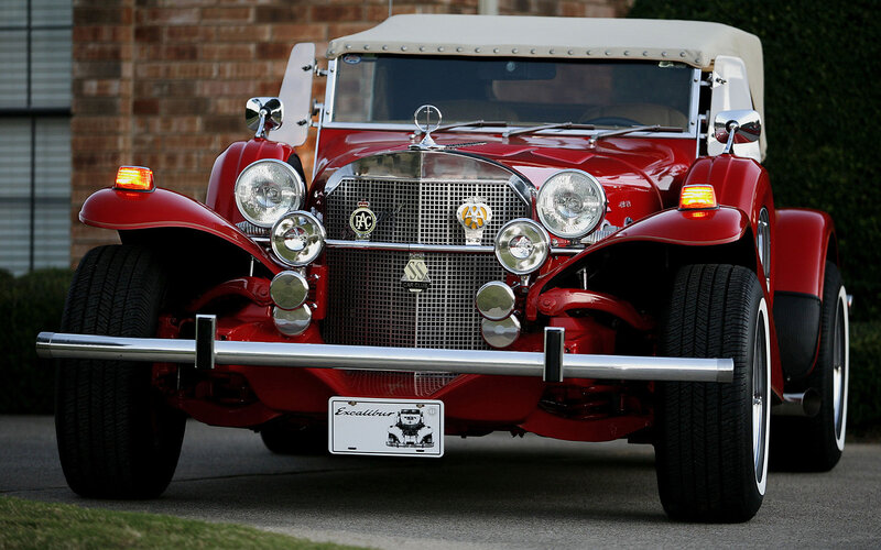 Red Vintage Convertible — Dramatic, Afternoon, Photograph