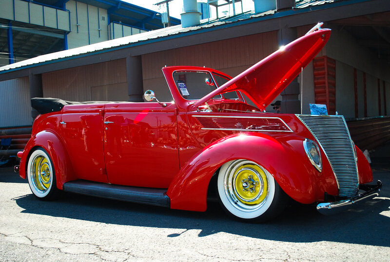 Red Vintage Convertible — Dramatic, Afternoon