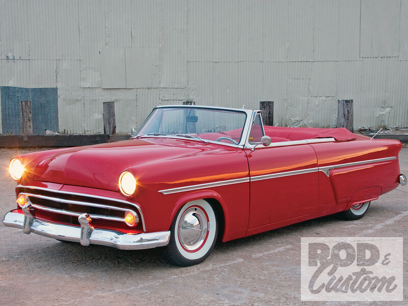 Red Vintage Convertible — Dramatic, Sunset, Photograph