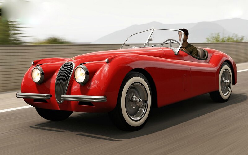 Red Vintage Convertible — Dynamic