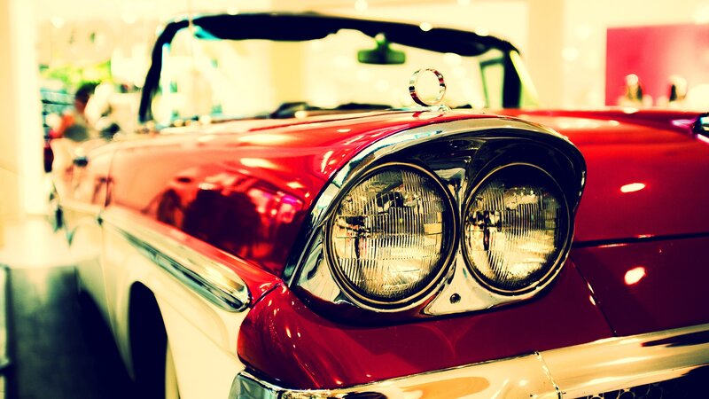 Red Vintage Convertible — Nostalgic, Photograph