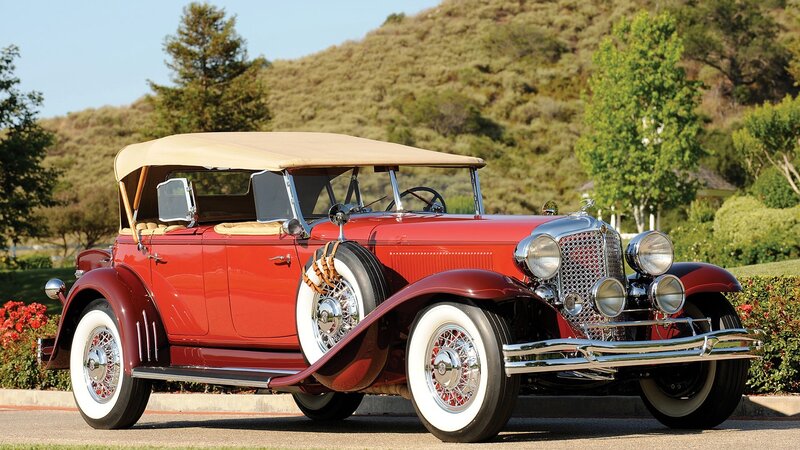 Red Vintage Convertible — Serene, Afternoon, Photograph, Hills