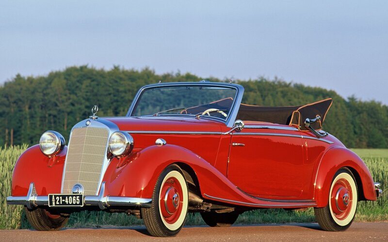 Red Vintage Convertible — Serene, Afternoon, Photograph, Trees, Field