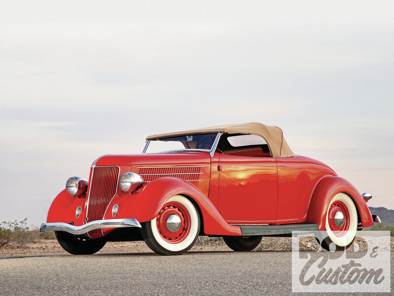 Red Vintage Convertible — Serene, Sunset, Photograph