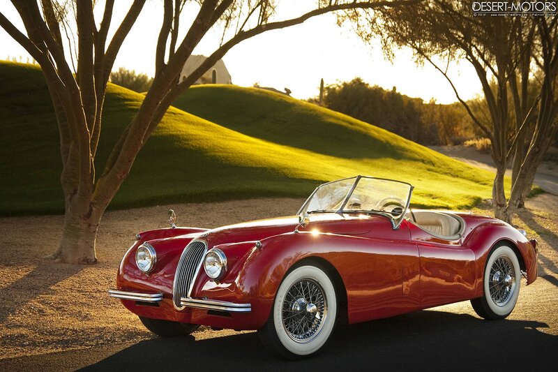Red Vintage Convertible — Serene, Sunset, Photograph, Trees