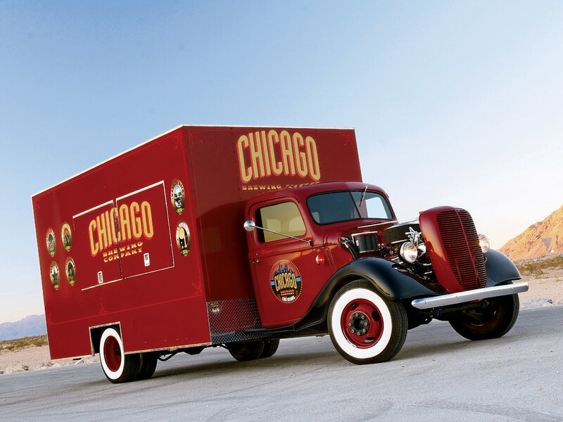 Red vintage delivery truck
