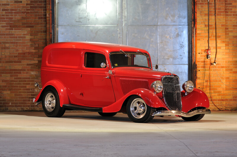 Red Vintage Delivery Van — Dramatic