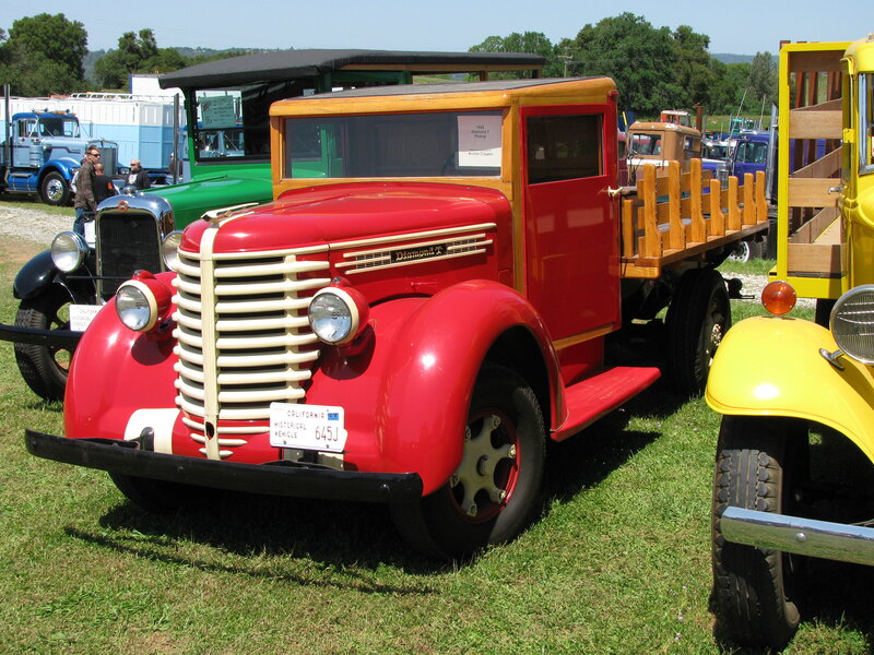 Red vintage Diamond T truck